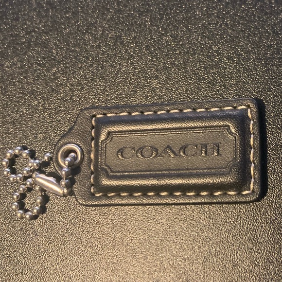 Coach Handbags - Coach Vintage Black Leather Hang Tag w/Nickel Ball Chain